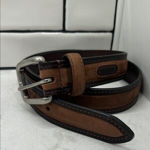 Columbia Brown Leather Belt with Silver Buckle Size 36 Men’s Sportswear